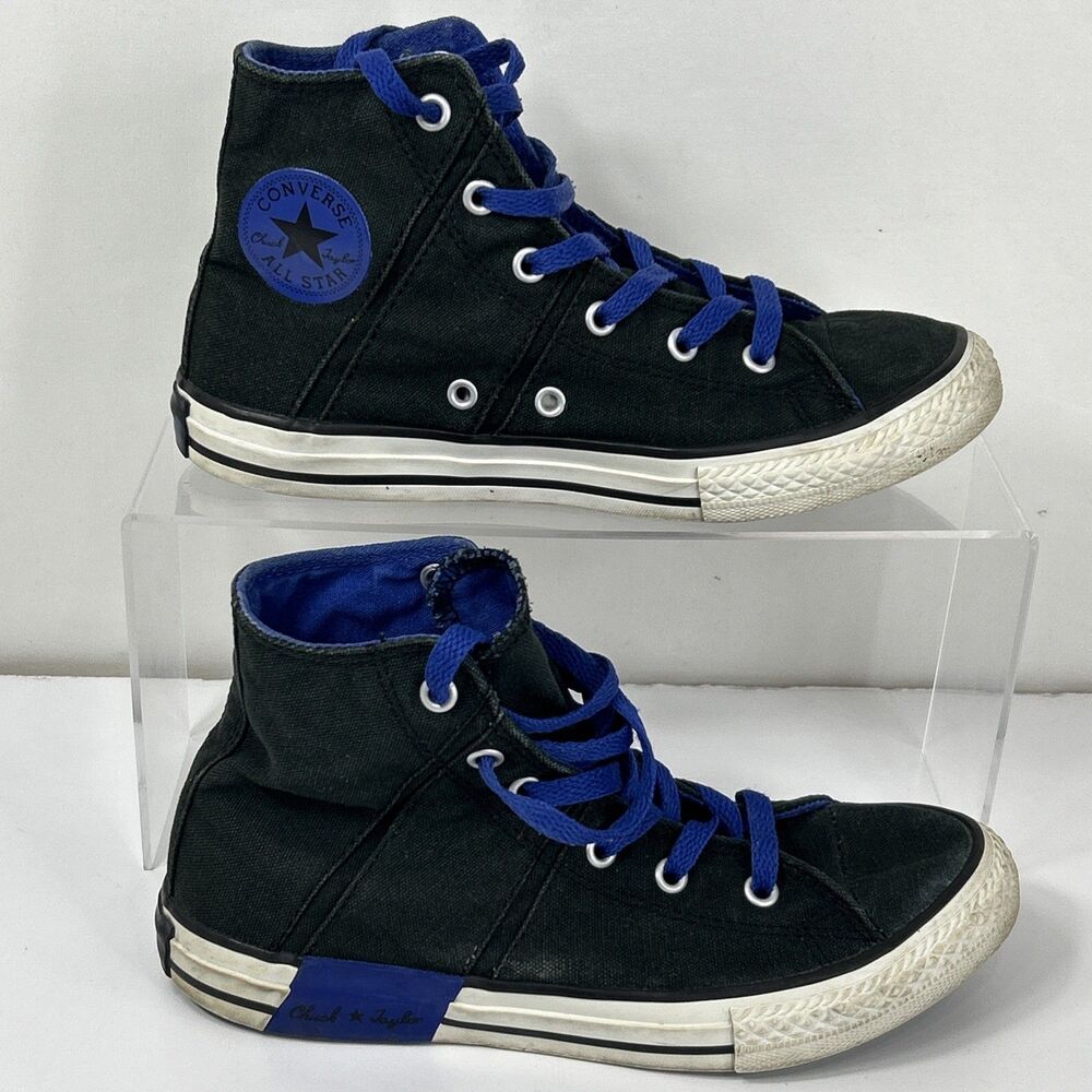 Converse Chuck Taylor All Star High Top Youth Sneakers Canvas Black Blue Sz 3